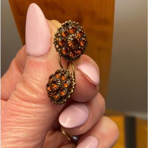 Vintage Signed KENNY MA SAN FRANCISCO     Topaz crystal /bronze dangle earrings